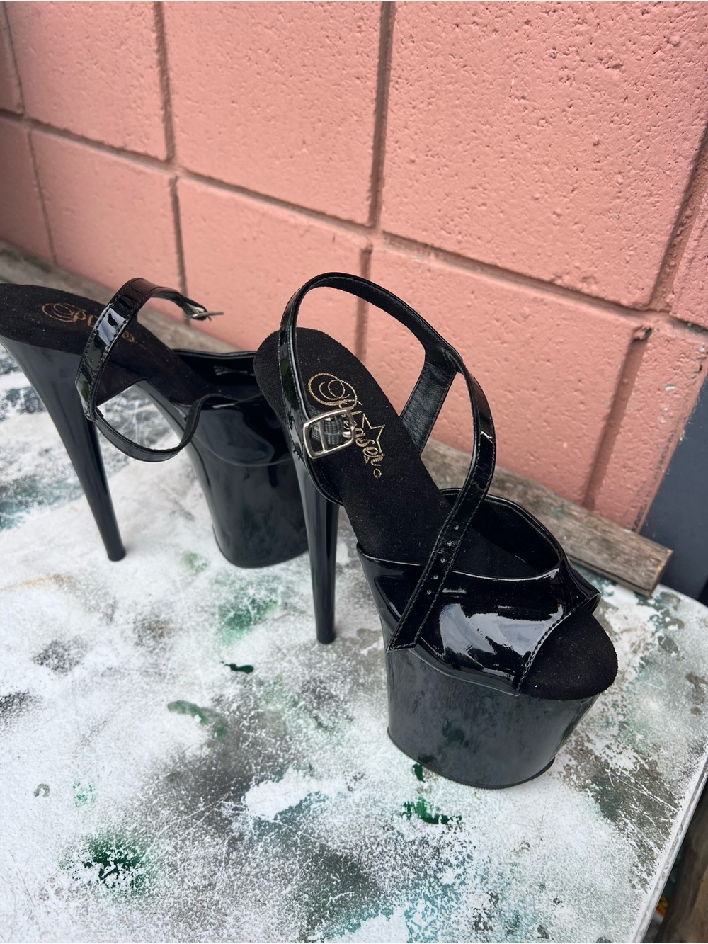 Pleaser Black Patent Platform 8โ Stiletto Heels Size 6